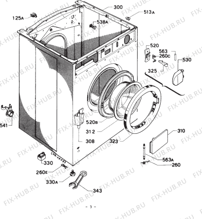 Взрыв-схема стиральной машины Zoppas P6151 - Схема узла Cabinet + armatures